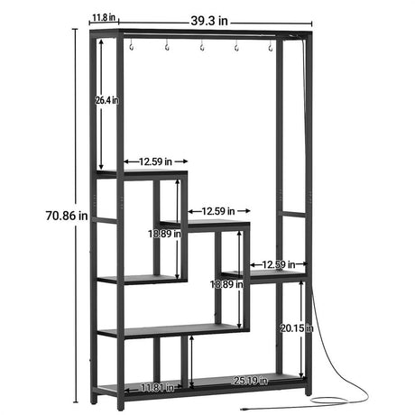 6-Tier Plant Stand with Grow Lights, Large Indoor Plant Holders Stand with Hanging Hooks