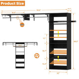 8FT Over Washer and Dryer Storage Shelf, Wall Mounted Laundry Room Organizer with Hanging Rods