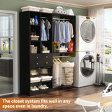 5FT Closet System with 2 Wood Drawers, 2 Hanging Rods & Shelf Towers, Reversible, Wall-Mount