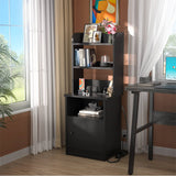 Tall Nightstand with Charging Station and LED Lights, 47 inch Height, with Bookshelf and Storage Cabinet