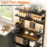 5-Tier Bakers Rack with Power Outlets, LED Lights, and Metal Hooks