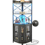 Unikito Corner Bar Cabinet with Power Outlet, Industrial Wine Cabinet with LED Strip and Glass Holder, 5-Tiers Liquor Cabinet Bar Unit for Home, Corner Display Cabinet for Small Space