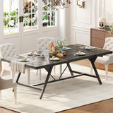 70.8 Inch Industrial Rectangular Wood Dining Table, Large Farmhouse Dining Table for 4-6 People