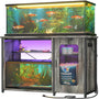 Unikito 55-75 Gallon Aquarium Stand with Power Outlets & LED Light, Reversible Fish Tank Stand with Cabinet for Fish Tank Accessories Storage, Heavy Duty Metal Frame, 880LBS Capacity