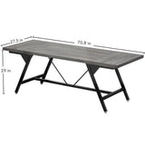 70.8 Inch Industrial Rectangular Wood Dining Table, Large Farmhouse Dining Table for 4-6 People