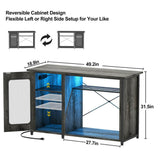 Unikito 55-75 Gallon Fish Tank Stand with Power Outlets & LED Light, Reversible Heavy Duty Metal Aquarium Stand with Cabinet for Fish Tank Accessories Storage, Turtle/Reptile Terrariums