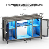 Unikito Reptile Tank Stand Fish Tank Stand with Power Outlets & LED Light, 55-75 Gallon Reversible Terrarium Stand with Cabinet, Metal Aquarium Stand for Reptile Terrarium, Turtle Tank