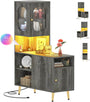 Corner Cabinet with LED Lights and Doors, Reversible Storage Cabinet for Home & Office