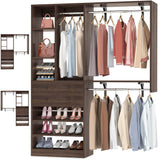 5FT Closet System with 2 Wood Drawers, 2 Hanging Rods & Shelf Towers, Reversible, Wall-Mount