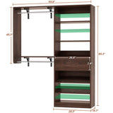 5FT Closet System with Drawer, Reversible Wood Closet Organizer with Hanging Rods, Hanging Shelves, and Shoe Rack