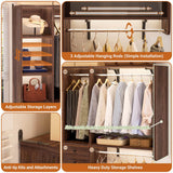 5FT Closet System with 2 Wood Drawers, 2 Hanging Rods & Shelf Towers, Reversible, Wall-Mount