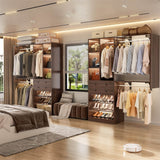 5FT Closet System with 2 Wood Drawers, 2 Hanging Rods & Shelf Towers, Reversible, Wall-Mount