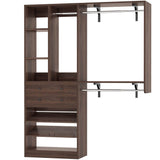 5FT Closet System with 2 Wood Drawers, 2 Hanging Rods & Shelf Towers, Reversible, Wall-Mount