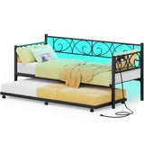 Twin Daybed with Trundle and Headboard, Sofa Bed(Mattress Not Included), 660 LBS Load Weight