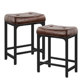 Bar Stools for Home, 24 Inch Counter Height Saddle Stool with PU Leather, Set of 1 and Set of 2 Choose