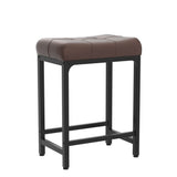 Bar Stools for Home, 24 Inch Counter Height Saddle Stool with PU Leather, Set of 1 and Set of 2 Choose