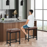 Bar Stools for Home, 24 Inch Counter Height Saddle Stool with PU Leather, Set of 1 and Set of 2 Choose