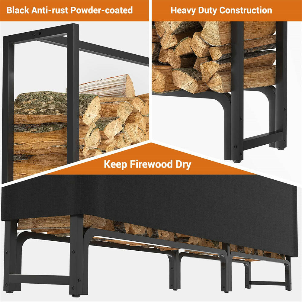 8ft outlets Firewood Stacking Drying Rack (Black)