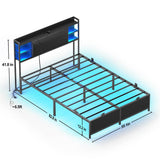 Unikito Full Size Bed Frame with Upholstered Headboard, Charging Station and RGB LED Lights, Stable Platform Bed, Heavy Duty Metal Slats, Noise Free, No Box Spring Needed, Easy to Assemble