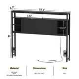 Full Size Bookshelf Headboard with Storage, Headboards with Outlets, and RGB LED Light