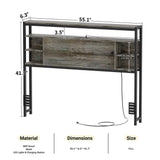 Full Size Bookshelf Headboard with Storage, Headboards with Outlets, and RGB LED Light