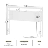 Full Size Bookshelf Headboard with Storage, Headboards with Outlets, and RGB LED Light