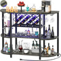 Unikito 4-Tier Metal Coffee Bar Cabinet with Outlet and LED Light, Freestanding Floor Table for Liquor Glass Holder Wine Rack Storage, Bakers Kitchen Dining Room