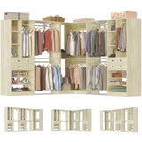 Closet System with Corner(3 Sets), 90.5" Closet Organizer System with Drawers, Shelves, and Hanging Rods