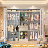 Closet Organizer System - 8FT Kids' Closet System with Cube Storage Organizer and 5 Hanging Rods