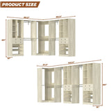 Closet System with Corner(3 Sets), 90.5" Closet Organizer System with Drawers, Shelves, and Hanging Rods