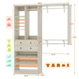 5FT Closet System with 2 Wood Drawers, 2 Hanging Rods & Shelf Towers, Reversible, Wall-Mount