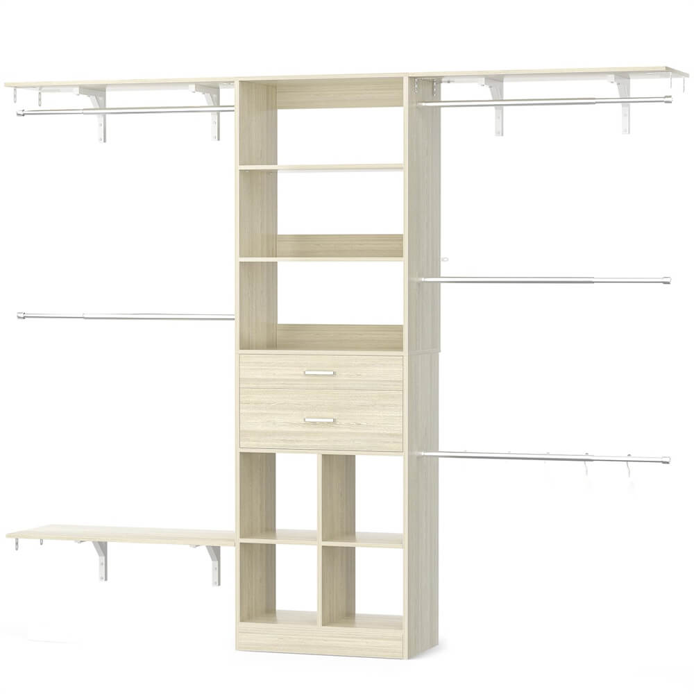 Closet Organizer System - 8FT Kids' Closet System with Cube Storage Organizer and 5 Hanging Rods