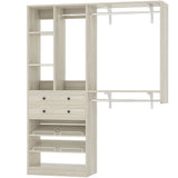 5FT Closet System with 2 Wood Drawers, 2 Hanging Rods & Shelf Towers, Reversible, Wall-Mount