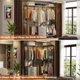 Unikito Garment Rack Heavy Duty Clothes Rack for Hanging Clothes, Wood Clothing Rack with 3 Drawers Freestanding Closet Wardrobe Rack, Multi-Functional Corner L Shaped Closet System Organizers