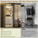 24 Inch Freestanding Closet System with 2 Wood Drawers, 2FT Small Closet Organizer System with Hanging Rod & Shelves, 24" L x 15" W x 80" H