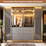 2FT  Freestanding Closet System with 3 Wood Drawers, Closet Organizer with Hanging Rod & Shelves, 24"L x 15" W x 80" H