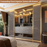 24 Inch Freestanding Closet System with 2 Wood Drawers, 2FT Small Closet Organizer System with Hanging Rod & Shelves, 24" L x 15" W x 80" H