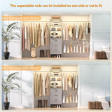 96 inch Closet Organizer System with 3 Wood Drawers and 3 Hanging Rods, Freestanding, and Adjustable