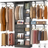 8FT Heavy Duty Closet Organizer System, Walk In Closet System with 13 Shelves and 2 Wood Drawers