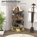 5-Tier Rotating Shoe Rack, Wooden Shoe Organizer Tower, 360 Spinning, for Entryway, Garage, Bedroom