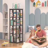 Wooden & Metal Rotating Bookshelf, Corner Bookshelf, 360 Display, for Small Space, Bed Room, Study Room