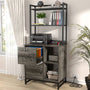 Vertical Filing Cabinet with Lock Drawers, Power Outlets and Shelf