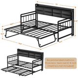 Daybed with Upholstered Headboard and Power Outlets, Twin Size Day Bed with Trundle ( Mattress not Included )