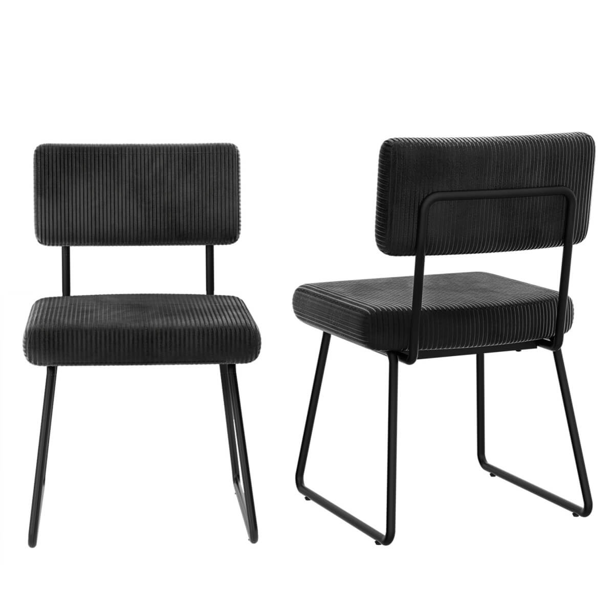 Velvet Dining Chair Sets, with Upholstered Backrest and Metal Legs