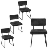 Velvet Dining Chair Sets, with Upholstered Backrest and Metal Legs