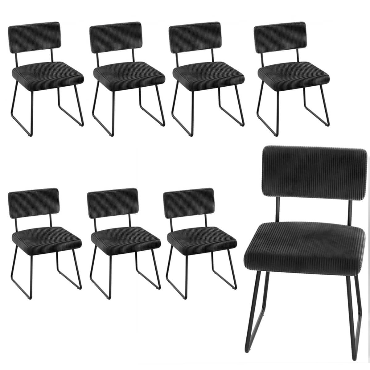 Velvet Dining Chair Sets, with Upholstered Backrest and Metal Legs