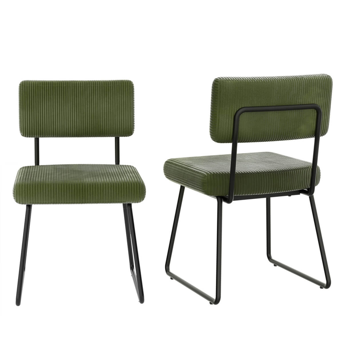 Velvet Dining Chair Sets, with Upholstered Backrest and Metal Legs