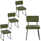 Velvet Dining Chair Sets, with Upholstered Backrest and Metal Legs