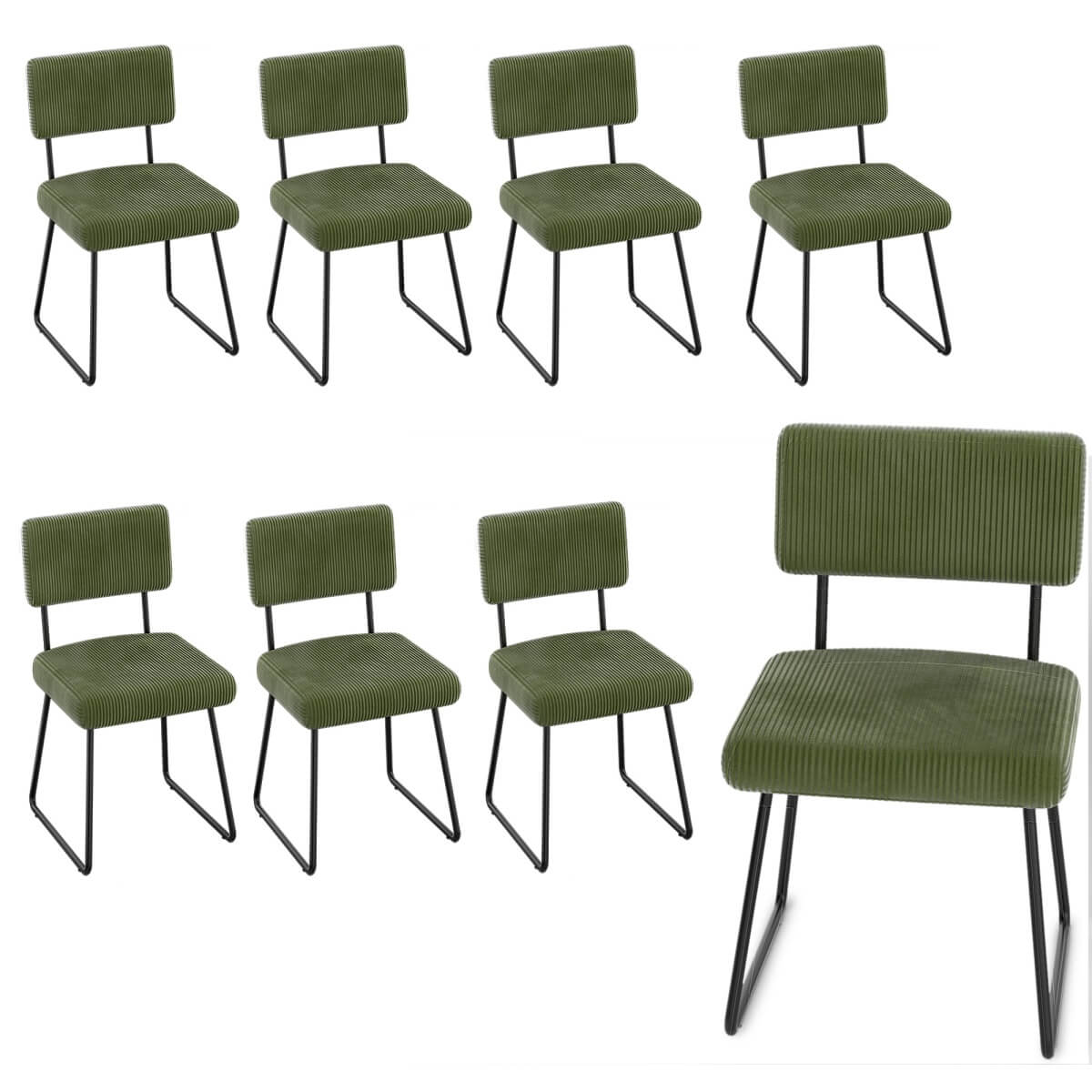 Velvet Dining Chair Sets, with Upholstered Backrest and Metal Legs