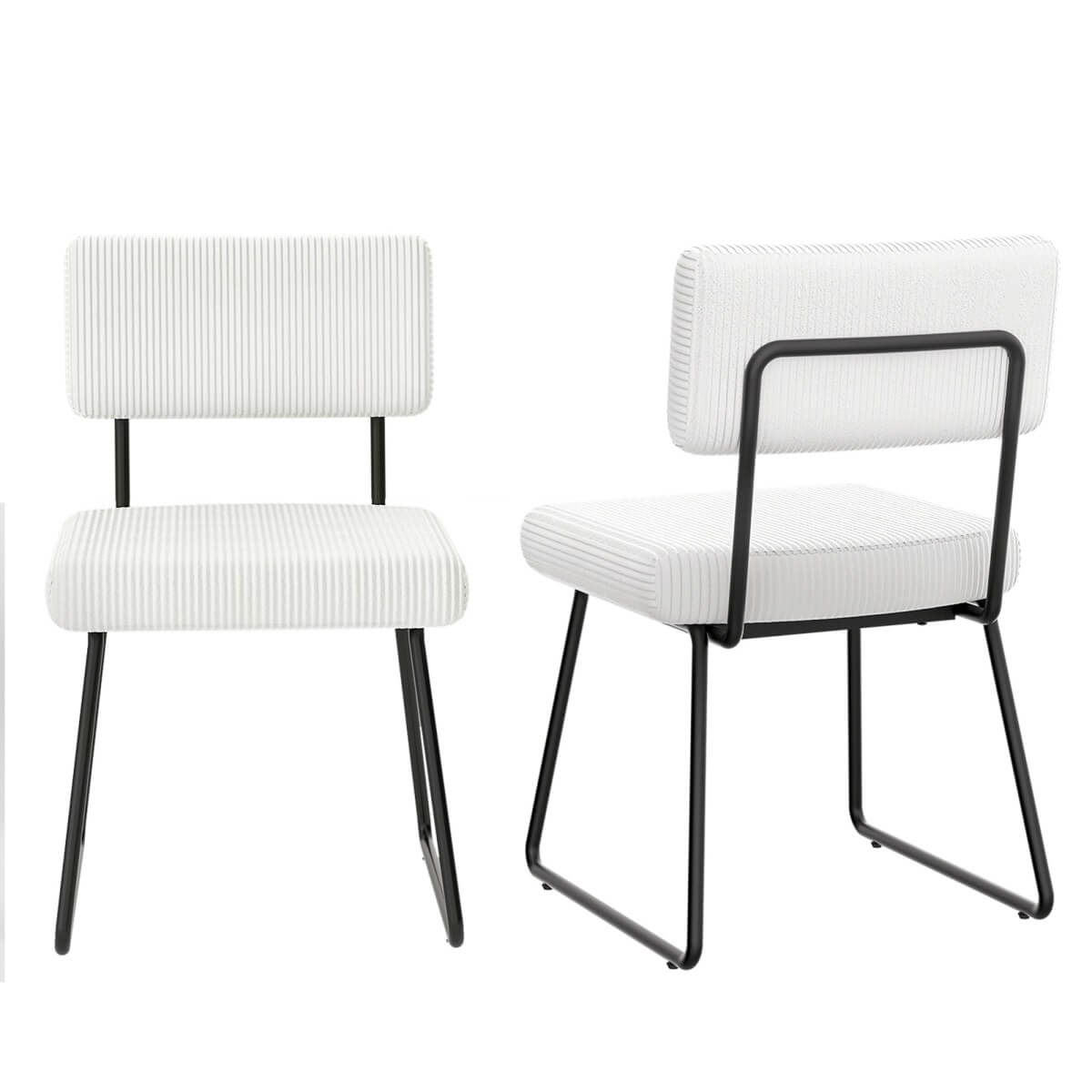 Velvet Dining Chair Sets, with Upholstered Backrest and Metal Legs